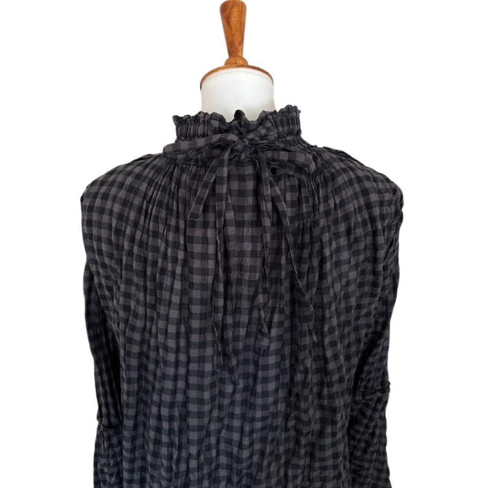 Malia Mills Y2K Gingham Victorian Romantic Tunic Top Ruffle Collar Size 2 - Picture 4 of 9